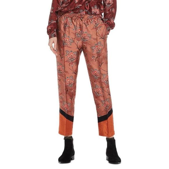 Scotch & Soda Floral Printed Glitter Tailored Trousers Track Pants Size L Boho - Picture 1 of 13